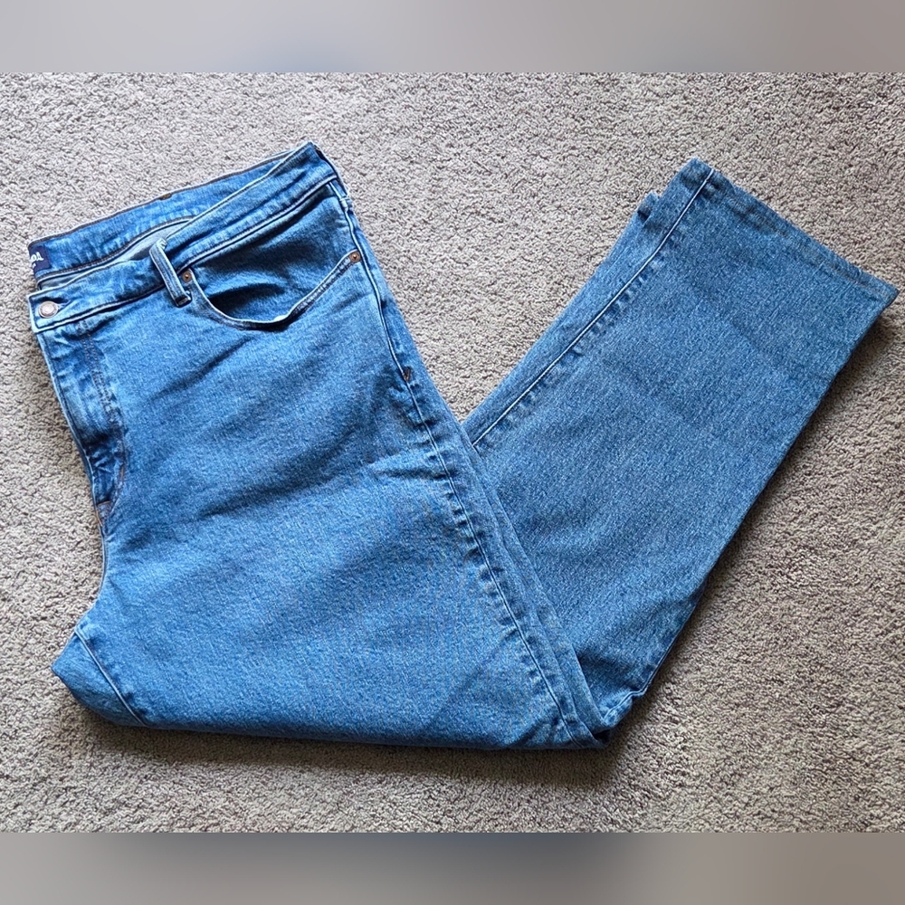 Lands' End Mens Square Rigger Traditional Fit Classic Blue Denim Jeans, Size 44
